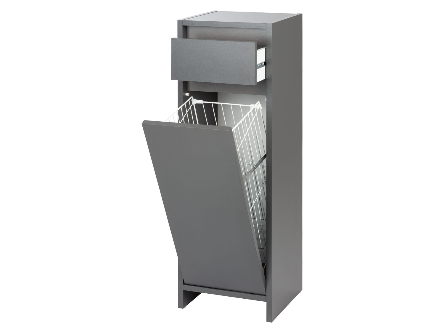 Thumbnail - LIVARNO home Bad-Seitenschrank, »Oslo«, mit Wäschekorb, anthrazit