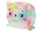 Regenbogenfarbenes Katzen-Plüschtier mit Blumenkranz