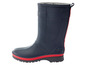 Blaue Gummistiefel mit roten Akzenten