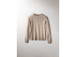 Beiger Strickpullover mit Rundhalsausschnitt