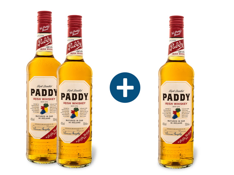 Gehe zu Vollbildansicht: 2+1 Paket Paddy Irish Whiskey 40% Vol - Bild 1