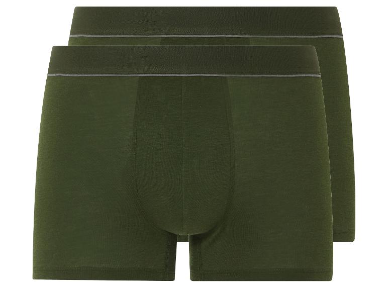Zwei Paar grüne Boxershorts.