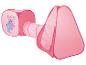 Rosa Tunnel und Zelt für Kinder, mit Feen- und Einhorn-Motiv.