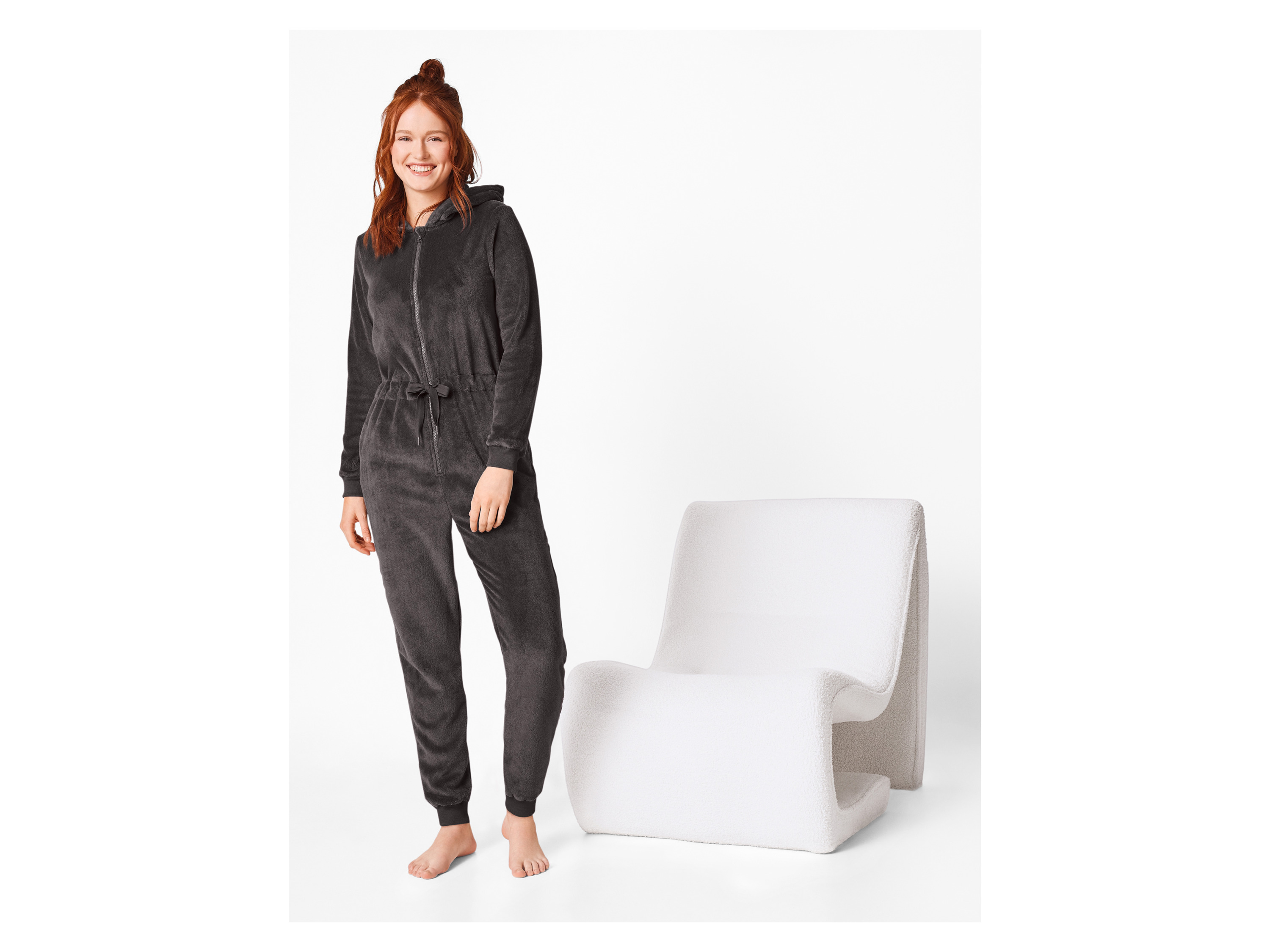 ESMARA® Damen Jumpsuit Plüsch (Dunkelgrau, M(40/42)) – Bild 2 von 4