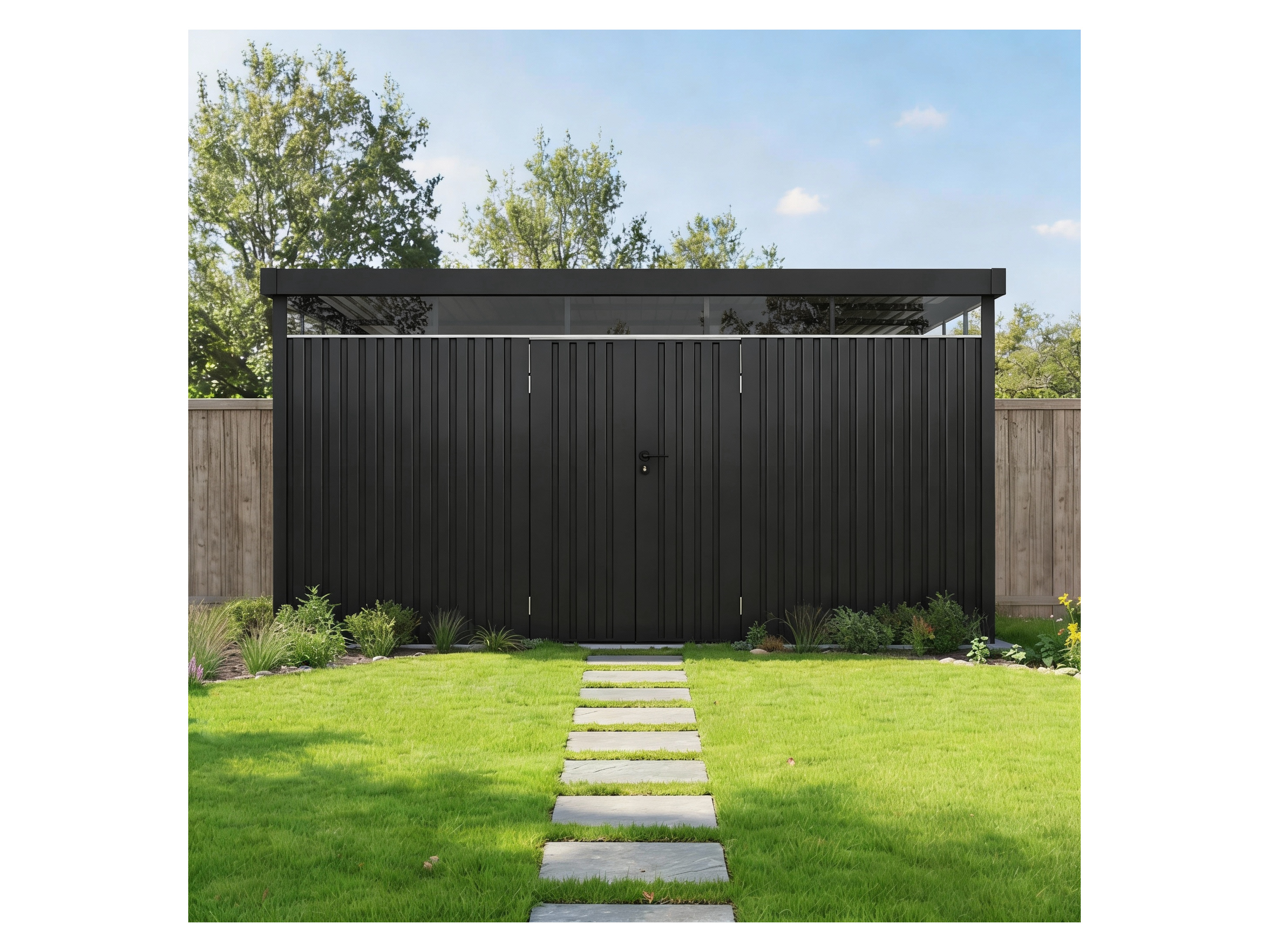 JUSKYS Gerätehaus »Luzern«, aus Metall (XL 12 m², Anthrazit) – Bild 3 von 4