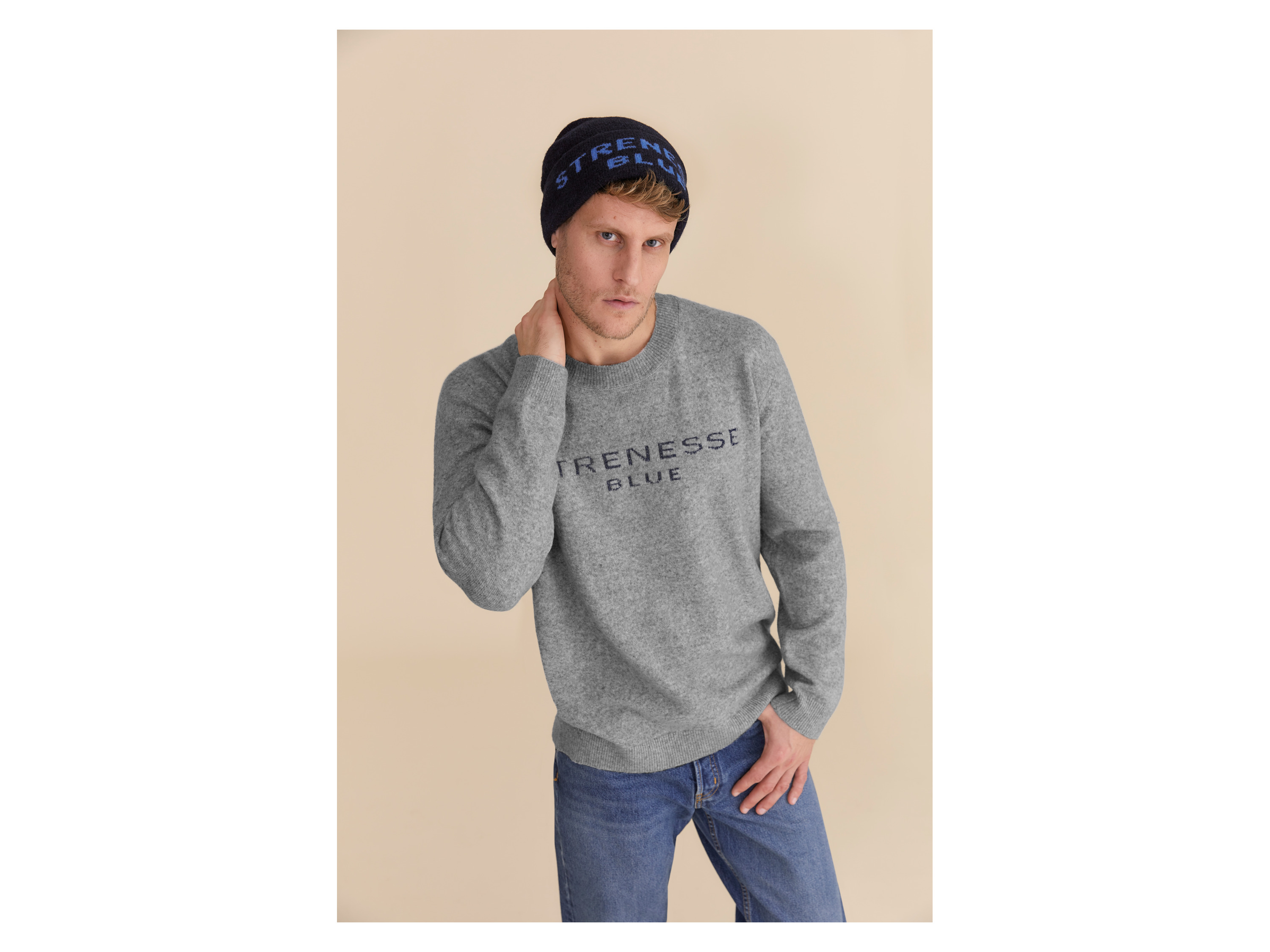 Thumbnail - Strenesse Blue Herren Strickpullover (Grau, L)