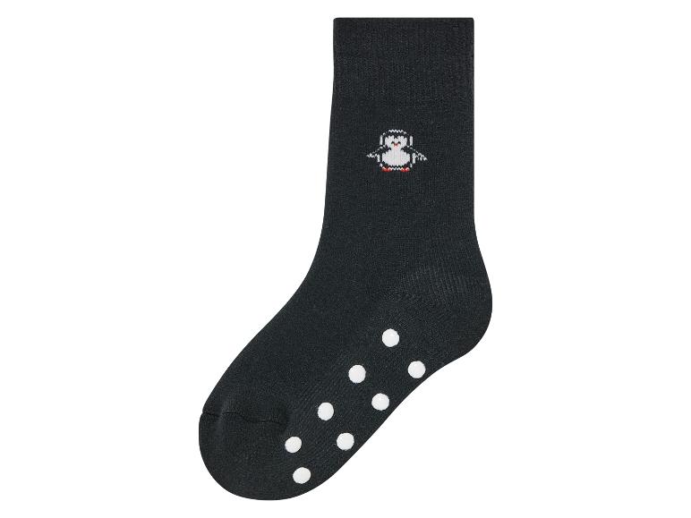 Schwarze Socken mit Pinguin-Motiv und Anti-Rutsch-Punkten