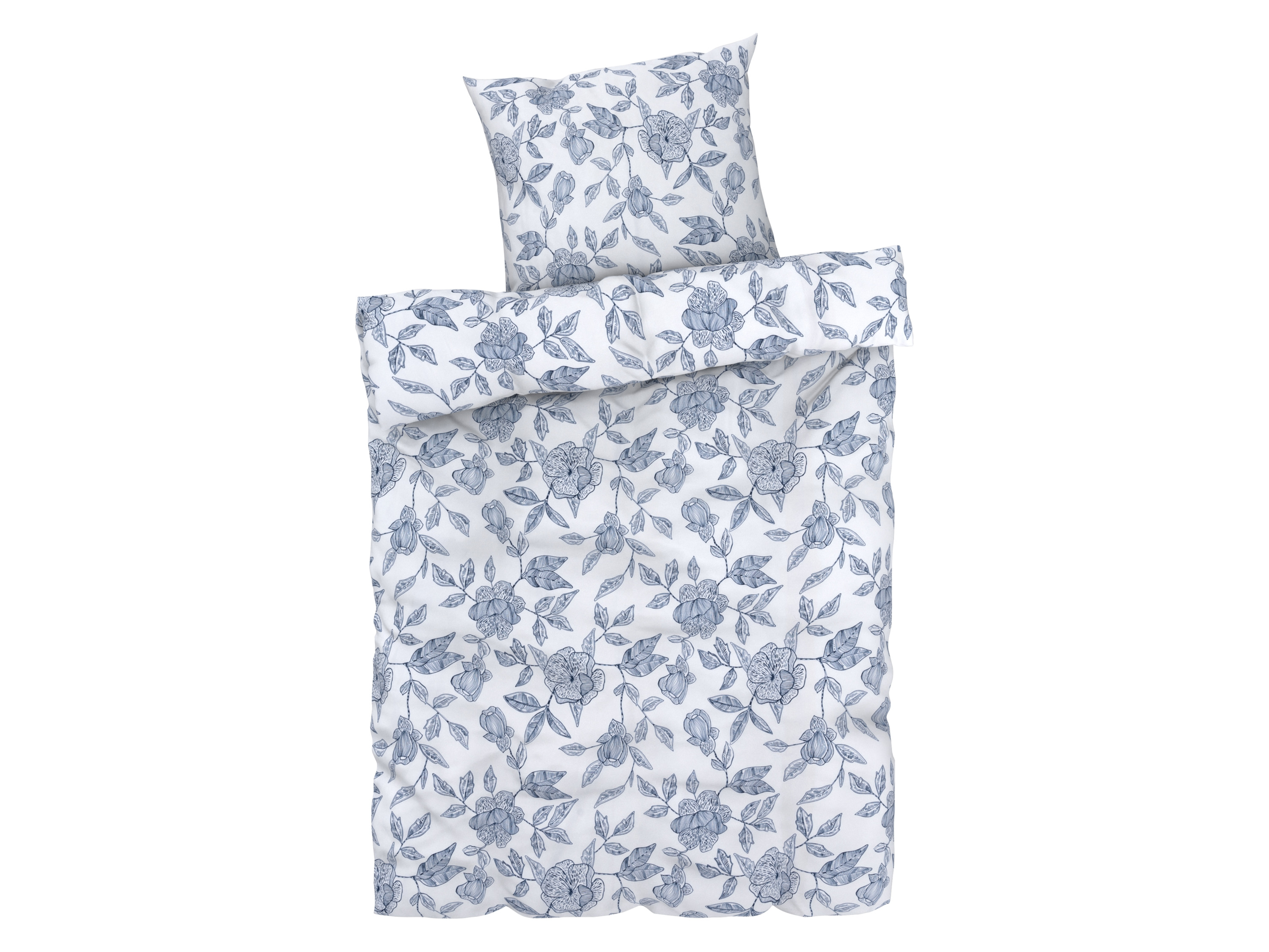 LIVARNO home Bettwäsche Satin, 135 x 200 cm (Blumen/blau/weiß)““ | Floral blau, Linien, Muster braun/weiß