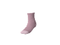Einzelne rosa Socke mit weißer Spitze und Ferse, schräge Ansicht.