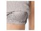 Graues geripptes Top mit integriertem Sport-BH.