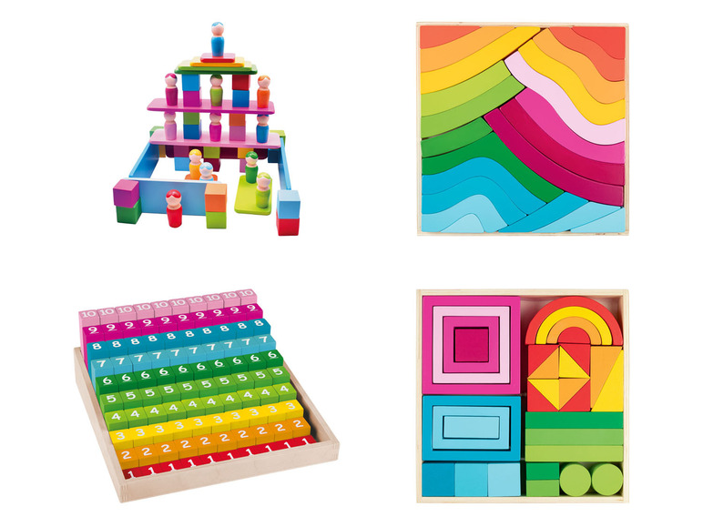 Gehe zu Vollbildansicht: Playtive Holz Regenbogen-Sets, nach Montessori-Art - Bild 1