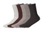 Fünf Paar gerippte Socken in Weiß, Bordeaux, Hellgrau, Dunkelgrau und Schwarz.