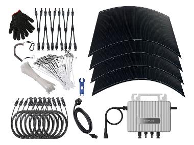VALE GMBH Balkonkraftwerk 900Wp/800W, flexible Solarmodule, Full Black, WiFi, inkl. Befestigungsset
