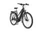 Schwarzes City-E-Bike mit Gepäckträger und Vorderlicht