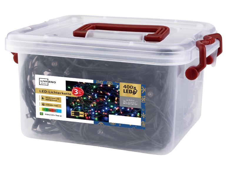LIVARNO LED-Lichterkette mit 400 farbigen LEDs in einer transparenten Box