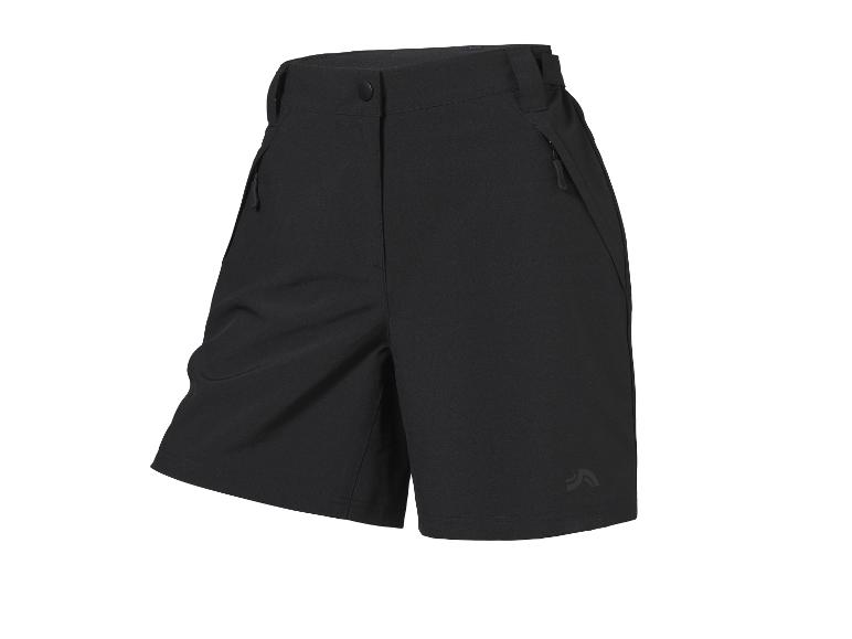Schwarze Sportshorts mit Reißverschlusstaschen und dezentem Logo.