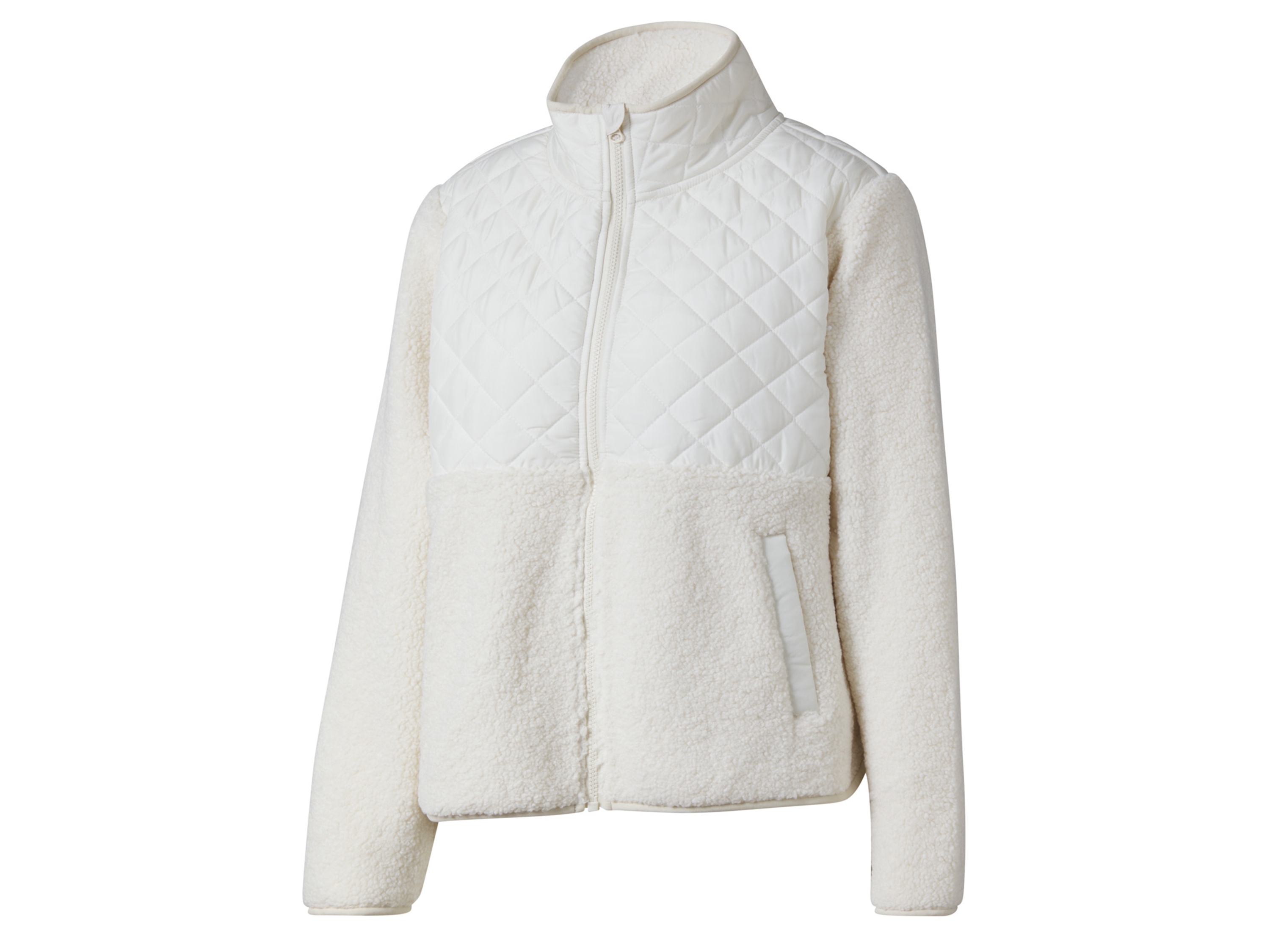 CRIVIT Damen Fleecejacke Lammfellimitat (Weiß, L(44/46))““ | wasserabweisendes Obermaterial durch die Ausrüstung Bionic-Finish® ECO Kragenform: Stehkragen Kapuze: nein Skipasstasche: – Schneefang: – Wassersäule: – Material: Wirk-Oberstoff/Wattierung: Polyester recycelt