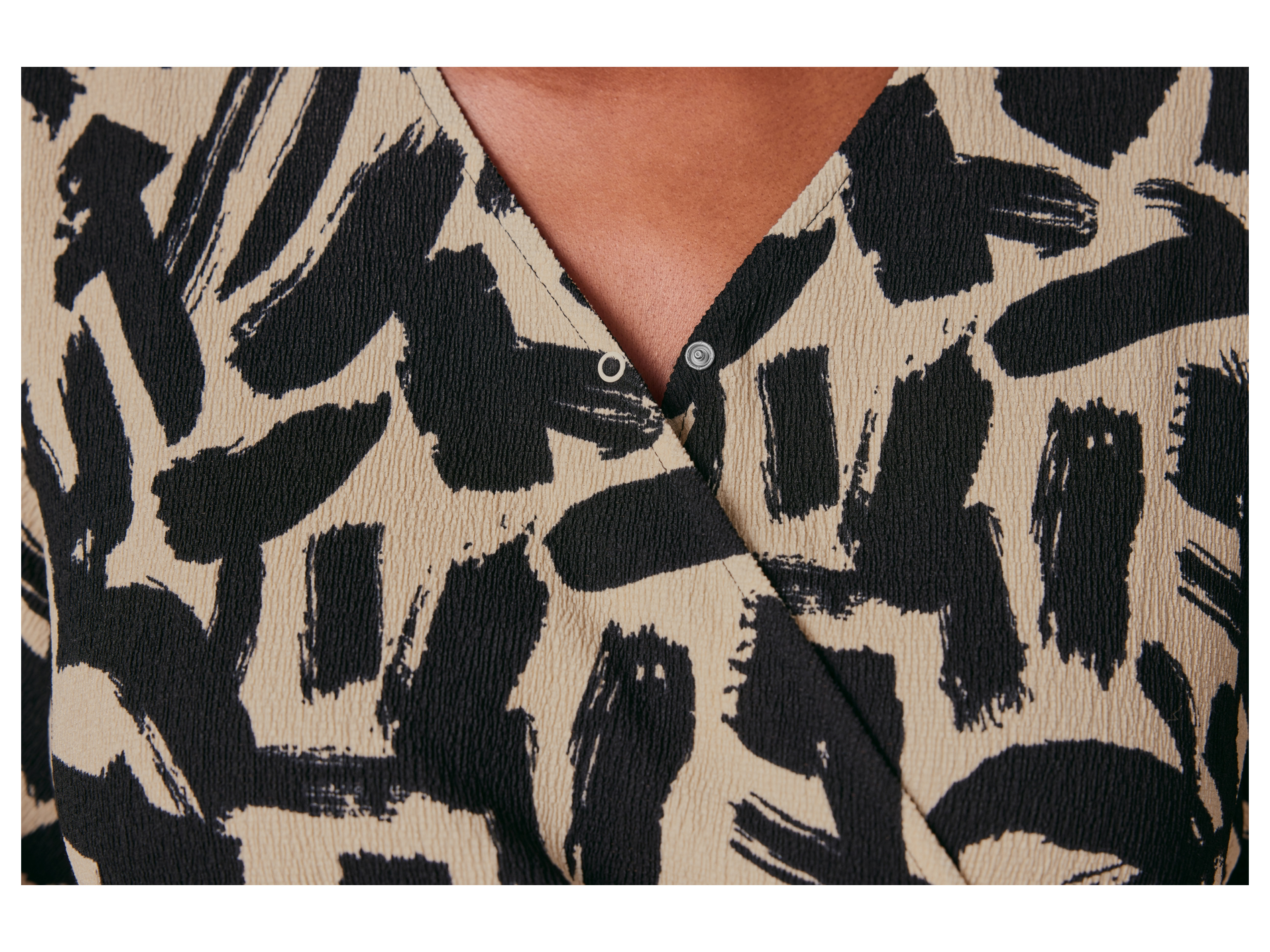 Thumbnail - esmara® Damen Kleid, mit Crêpe-Struktur (beige/gemustert, XXL(52/54))