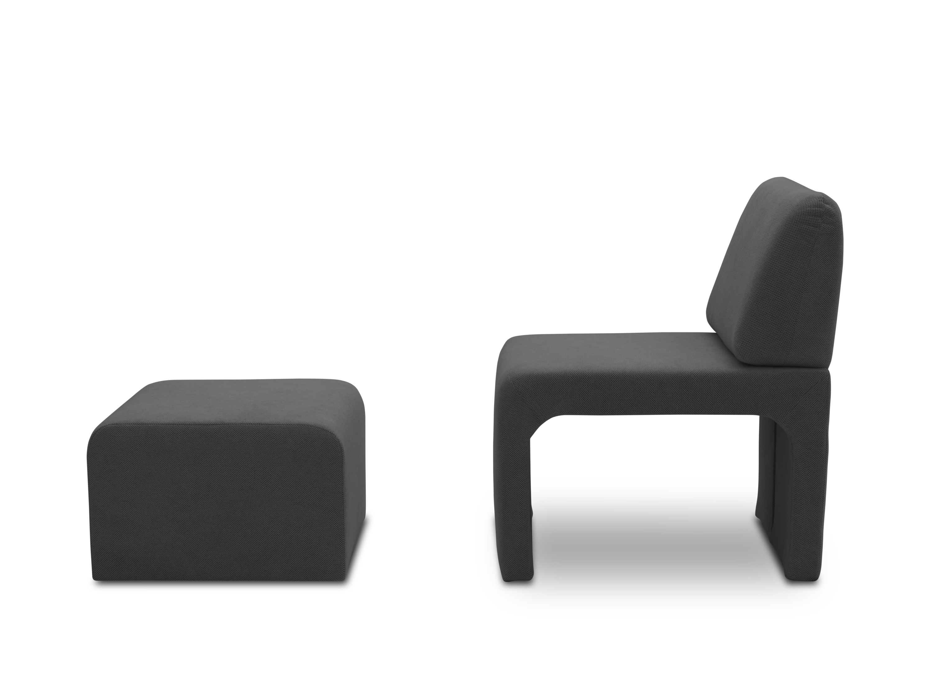 Thumbnail - Domo Sessel »Toulon«, mit Hocker (Dunkelgrau)