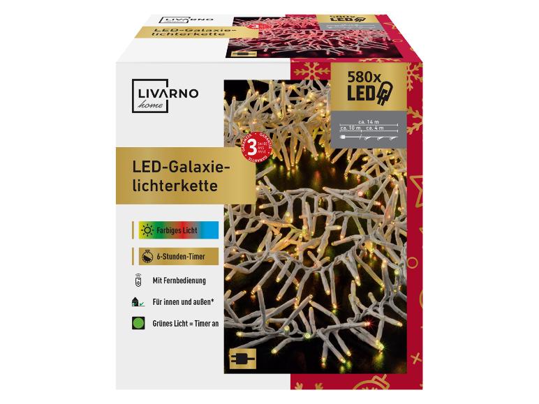 LIVARNO home LED-Galaxie-Lichterkette mit 580 LEDs, Fernbedienung und Timer