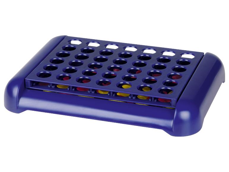 Vier-gewinnt-Spiel mit blauem Gitter und roten und gelben Spielsteinen
