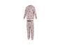 Rosa zweiteiliger Pyjama mit gestreiften schwarzen Herzen.
