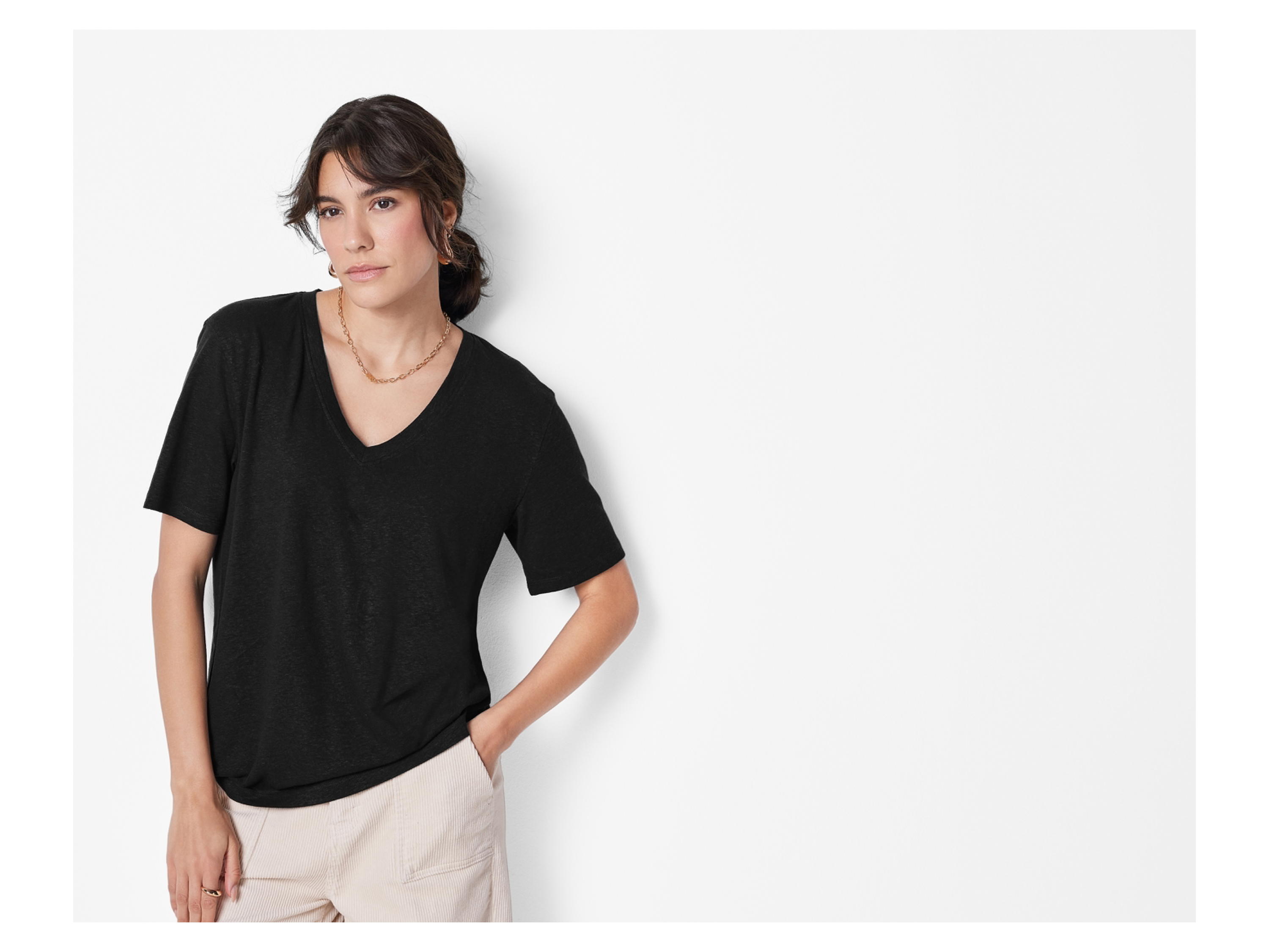 ESMARA® Damen T-Shirt mit Leinen (Schwarz, S(36/38)) – Bild 2 von 4