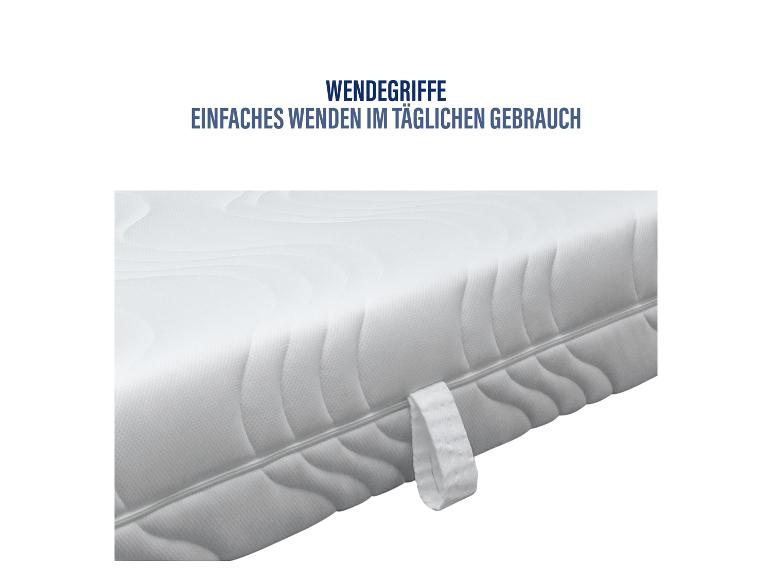 Weiße Matratze mit Wendegriffen für einfaches Wenden im täglichen Gebrauch.