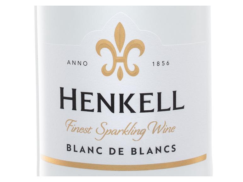 Etikett von Henkell Blanc de Blancs Sekt mit goldenem Logo