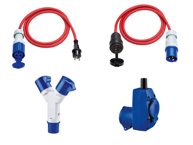 SILVERCREST® - CEE-Adapterleitung \ CEE-Verteiler \ CEE-Winkeladapter, spritzwassergeschützt 