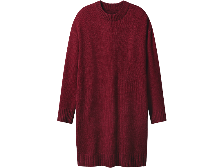 Roter Langarmpullover mit Rundhalsausschnitt und geripptem Saum.