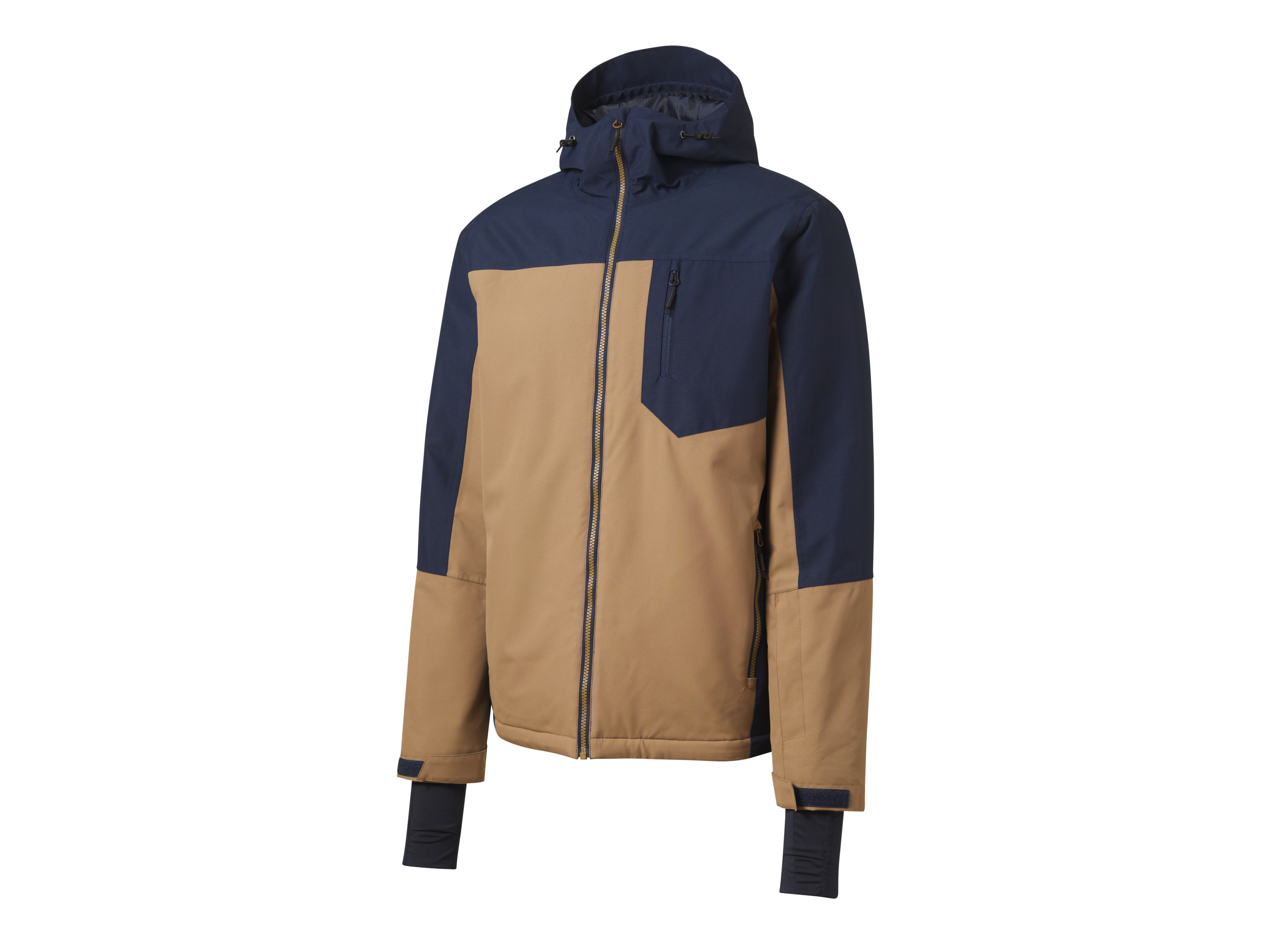 CRIVIT Herren Skijacke (navy/gelb, XL(56/58))““ | Wassersäule des Obermaterials: 3.000 mm Atmungsaktives Funktionsmaterial Verlängerte Rückenpartie Ärmelstulpe mit Daumenloch und weitenverstellbarer Armabschluss durch Klettverschluss Skipasstasche mit Reißverschluss am Ärmel Weitenverstellbarer Saum und Kapuze dank Kordelzug und Stopper Verstellbarer, elastischer Schneefang mit Anti-Rutsch-Band Durchgehender Reißverschluss mit Kinnschutz Muster schwarz, schwarz/khaki: seitliche Reißverschlusstaschen und Reißverschluss-Brusttasche Navy/gelb: seitliche Reißverschlusstaschen Produktmerkmale tabletd Farbe: Muster schwarz, navy/gelb, schwarz/khaki Muster: Muster schwarz: Marmor-Muster Detail: – Funktion: wind- und wasserdicht, mit versiegelten Hauptnähten