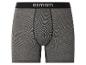 Graue Esmara Boxershorts mit feinen Streifen und schwarzem Logobund.