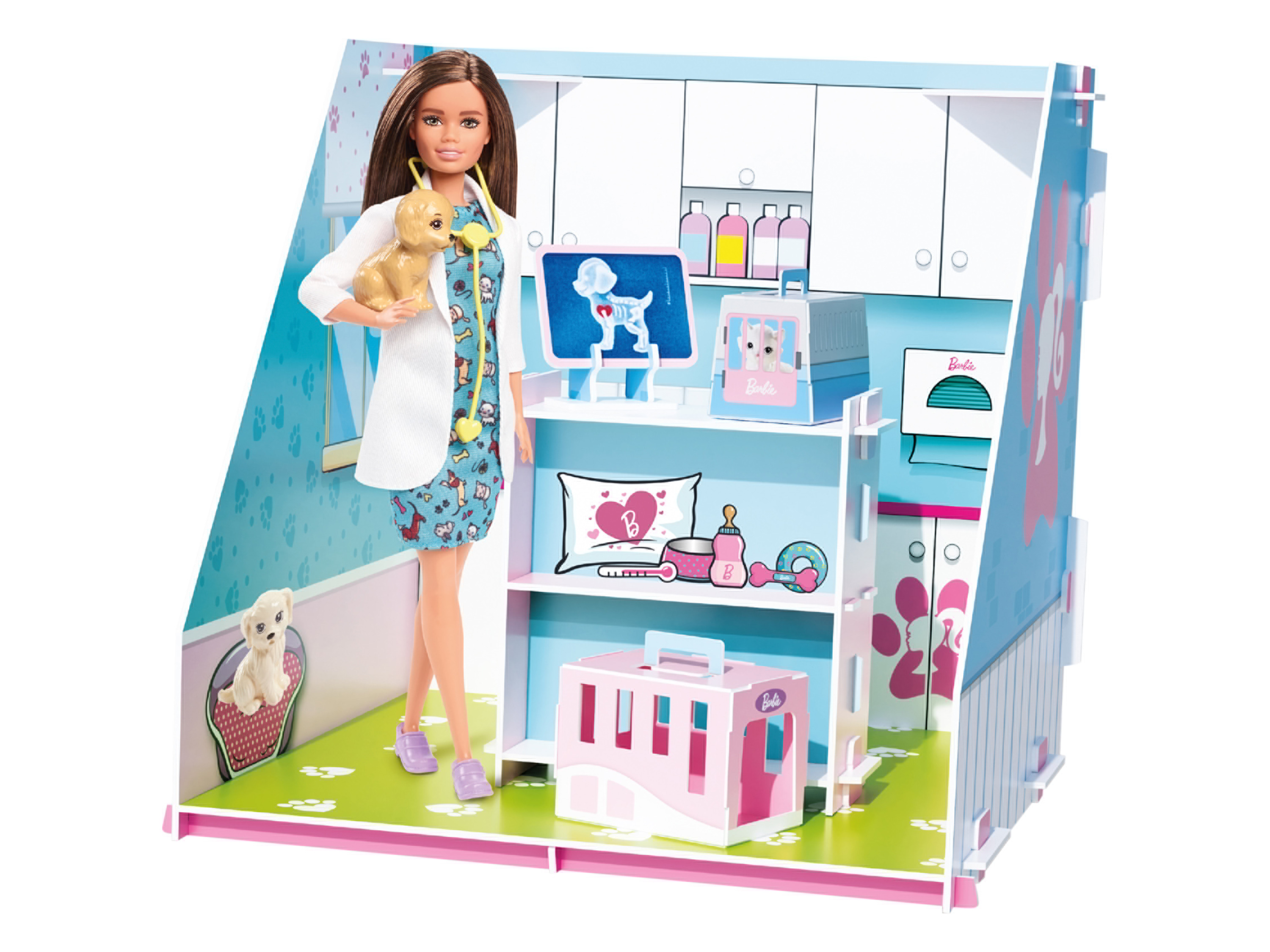 Barbie Creative Maker Kitz Pop-Up Boutique, Café, Vets (Pet Vets)““ | 1x Gebrauchsanweisung Pflegehinweis: – Warnhinweis: Achtung! Für Kinder unter 3 Jahren nicht geeignet, da Kleinteile verschluckt werden können. Erstickungsgefahr!““