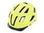 Leuchtgelber Fahrradhelm mit Visier.