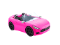 Rosa Spielzeug-Cabriolet mit schwarzen Sitzen und Felgen.