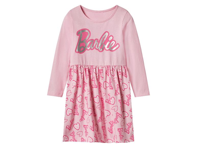 Rosa Barbie Langarmkleid mit Herzchenmuster