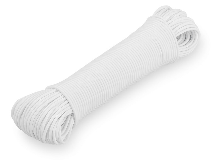 Eine Rolle weiße Wäscheleine.