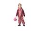 Mädchen in rosa Regenoverall mit Eimer