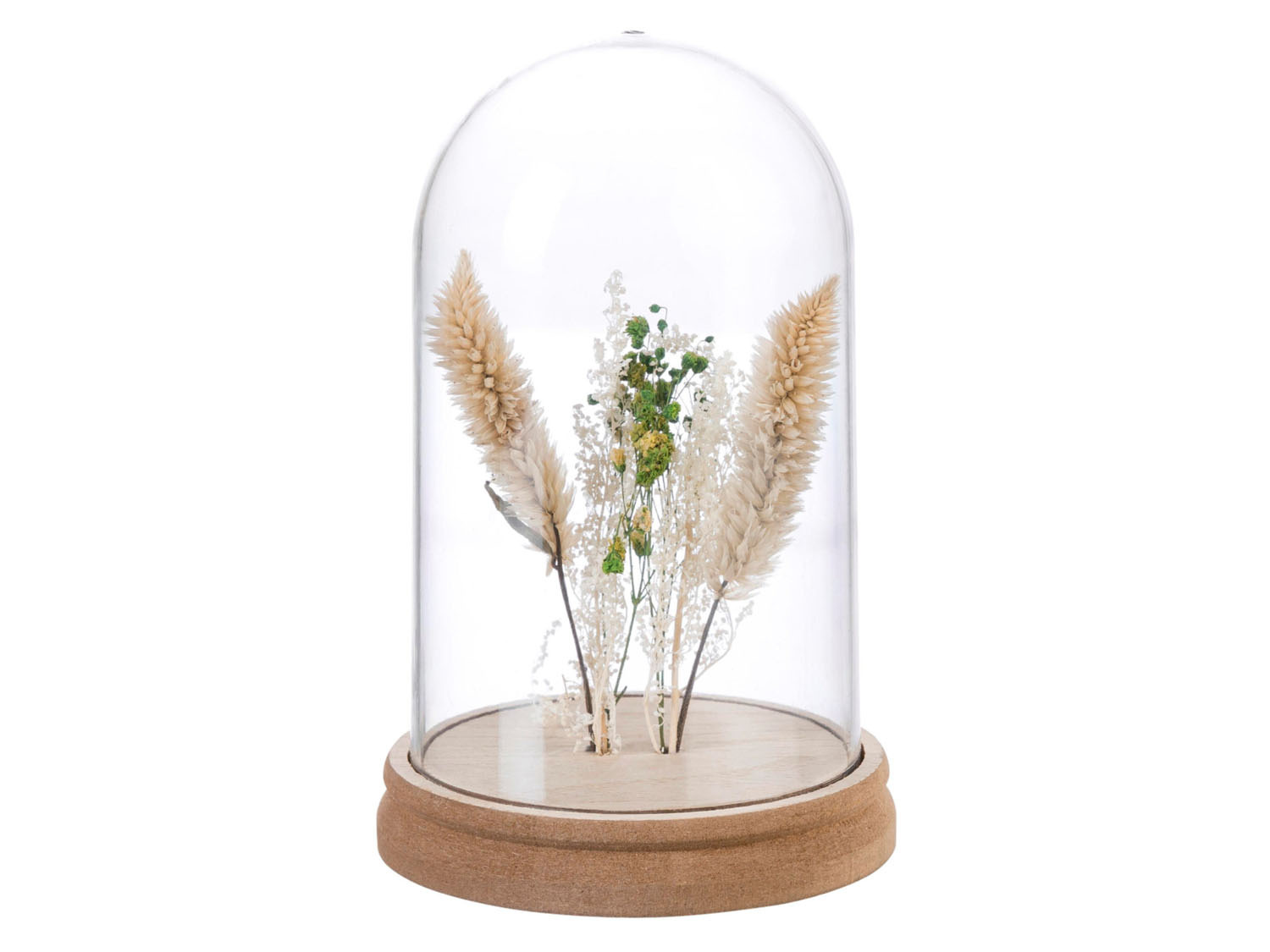 Pureday Deko-Objekt Flaschen-Set / Glasglocke mit Trockenblumen