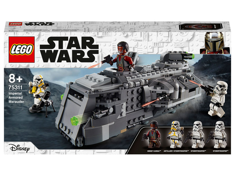 LEGO Star Wars Set mit dem Imperial Armored Marauder und der Figur Greef Karga