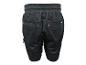 Schwarze Herren-Shorts mit elastischem Bund und gelben Nähten an den Gesäßtaschen.