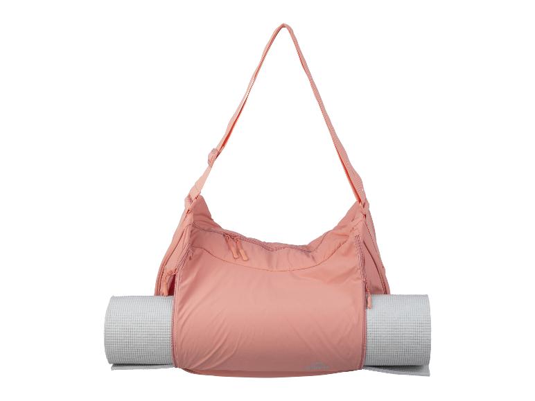 Rosafarbene GripIt Sporttasche mit Yogamatte.
