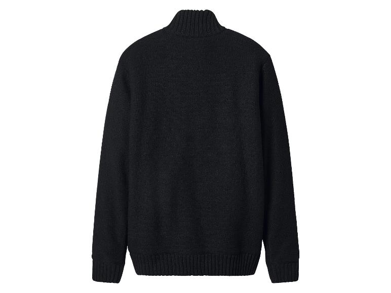 Schwarzer Strickpullover mit Stehkragen, Rückansicht