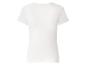 Weißes geripptes Damen-T-Shirt mit kurzen Ärmeln, Rückansicht