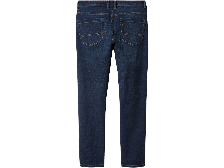 Dunkelblaue Herrenjeans mit braunen Nähten