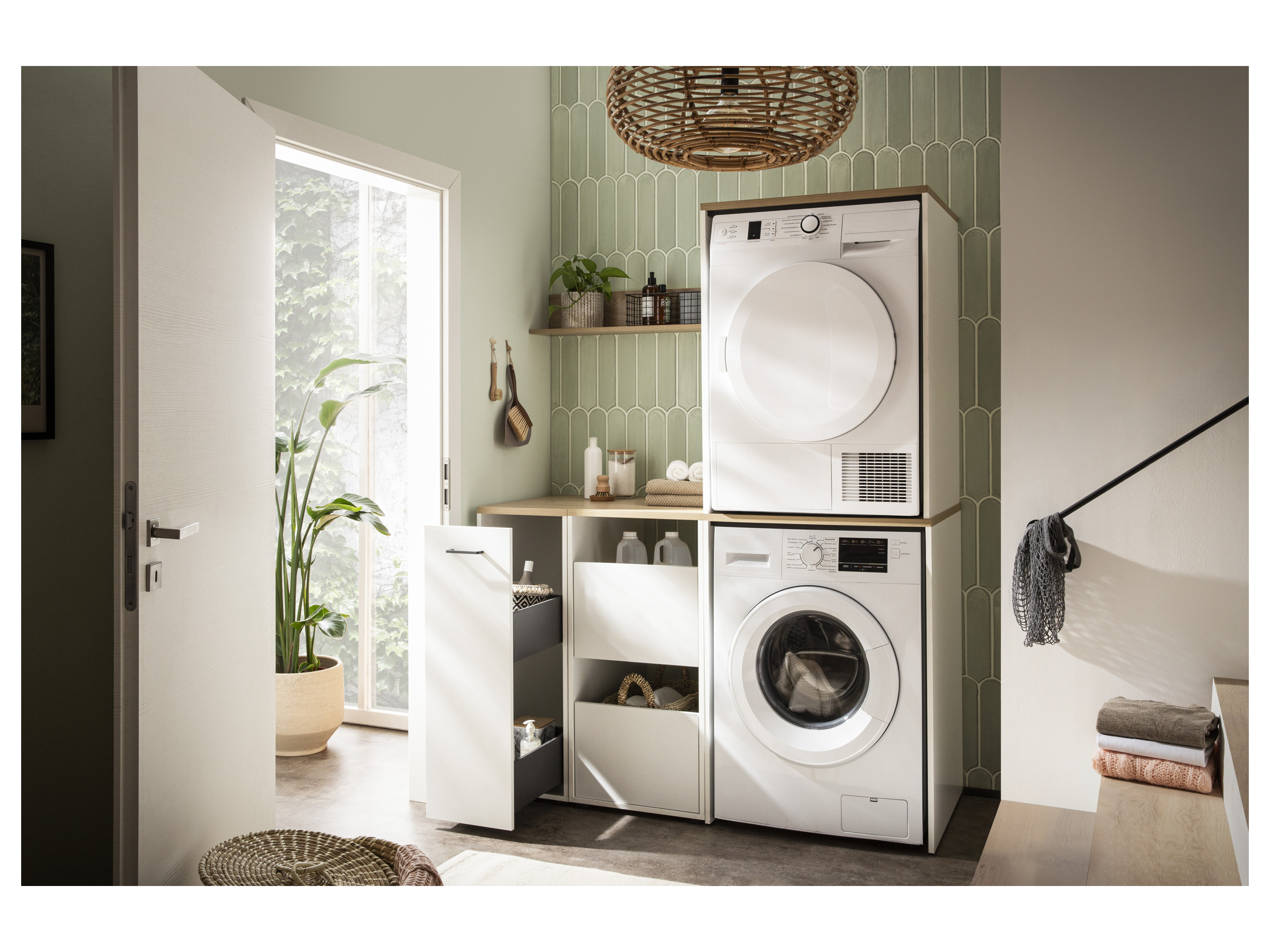 Thumbnail - Schildmeyer Mehrzweckschrank Solea Wäscheschacht (2x Wäscheschacht, Höhe 95.8cm, mattweiß)""