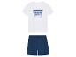 Little Gap Pyjama: weißes T-Shirt, dunkelblaue Shorts, maritimes Design.