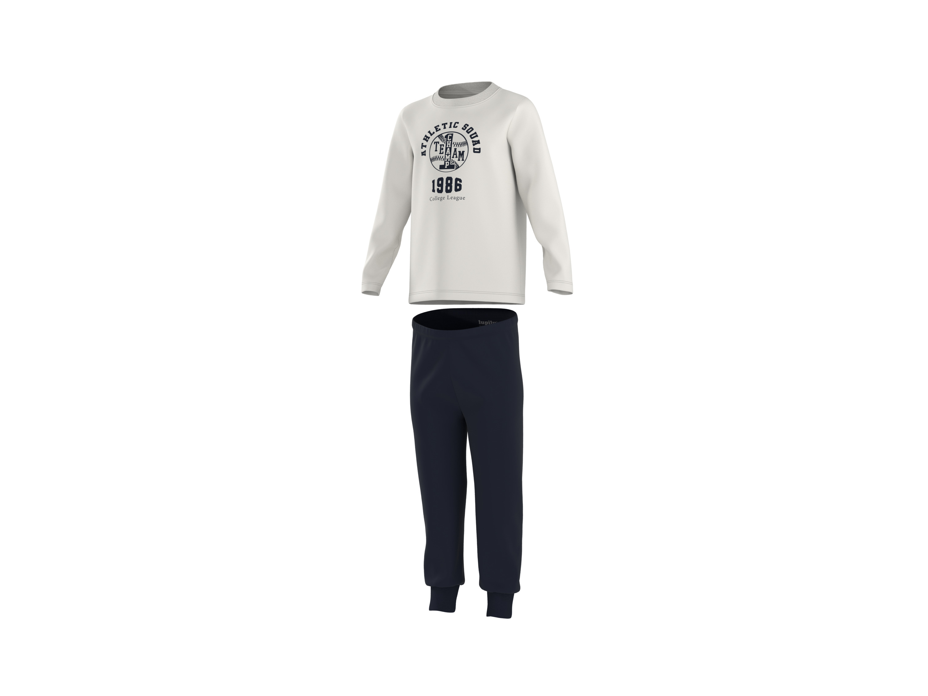 LUPILU® Kleinkinder Pyjama (weiß/navy, 110/116) – Bild 4 von 4