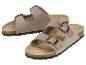 Beige Sandalen mit zwei Riemen und Schnallen, Korksohle